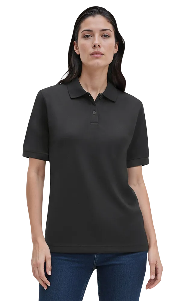 LADIES S/S VALUE PIQUE POLO  -  BLACK 2 EXTRA LARGE SOLID