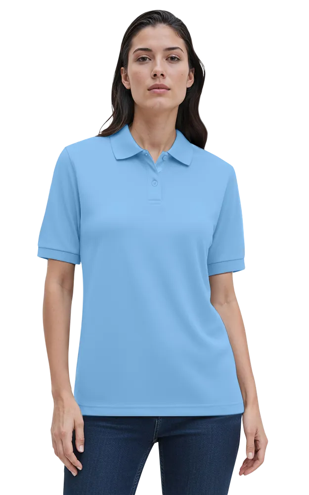 LADIES S/S VALUE PIQUE POLO  -  LIGHT BLUE 2 EXTRA LARGE SOLID