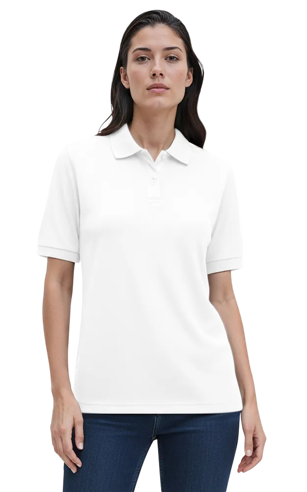 LADIES S/S VALUE PIQUE POLO  -  WHITE 2 EXTRA LARGE SOLID