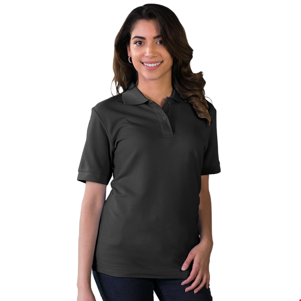 LADIES VALUE SOFT TOUCH PIQUE POLO  -  BLACK 2 EXTRA LARGE SOLID