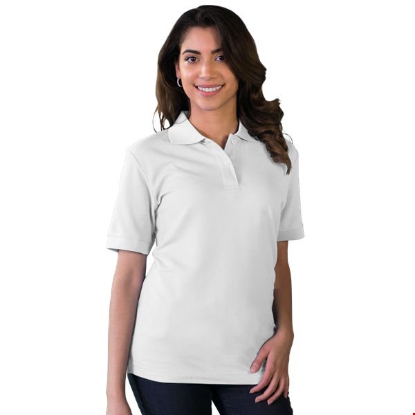 LADIES VALUE SOFT TOUCH PIQUE POLO  -  WHITE 2 EXTRA LARGE SOLID