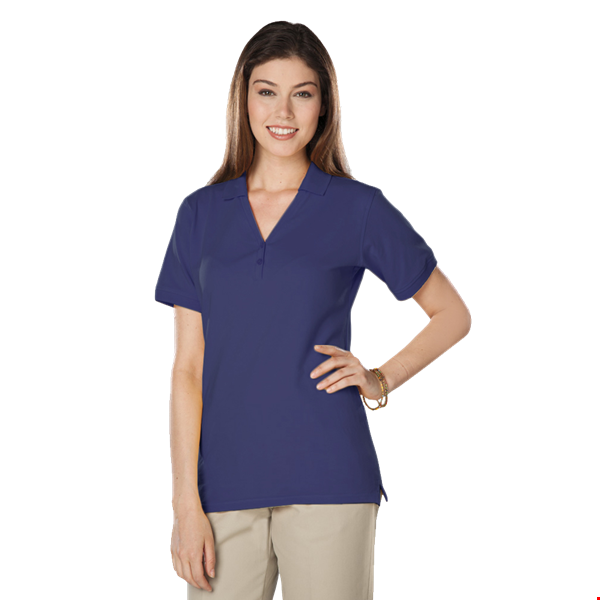 LADIES SOFT TOUCH S/S Y-PLACKET  POLO  -  NAVY 2 EXTRA LARGE SOLID