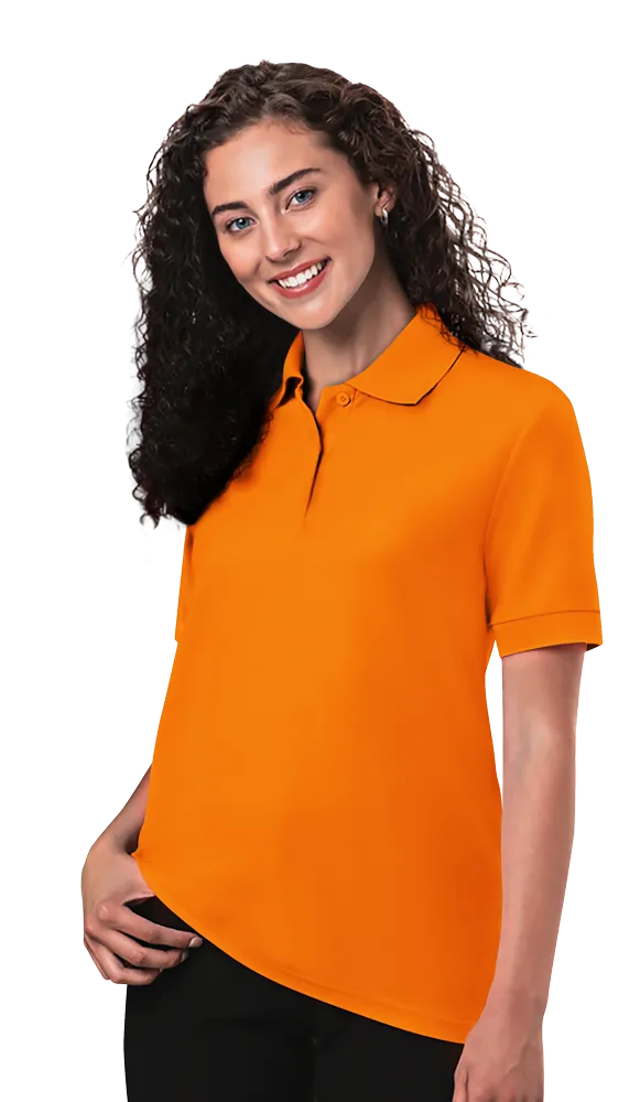 LADIES AVENGER MICRO PIQUE S/S POLO SAFETY ORANGE 2 EXTRA LARGE SOLID