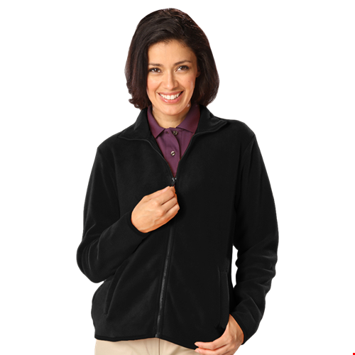 LADIES POLAR FLEECE FULL ZIP JACKET -  BLACK 2 EXTRA LARGE SOLID