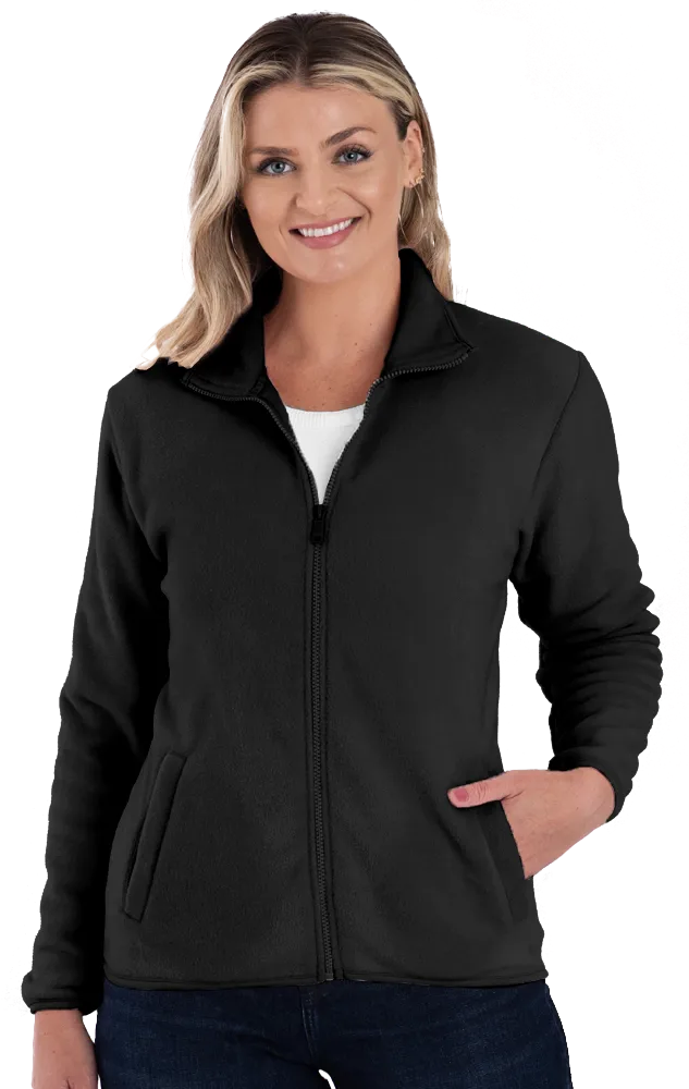 LADIES POLAR FLEECE FULL ZIP JACKET -  BLACK 2 EXTRA LARGE SOLID