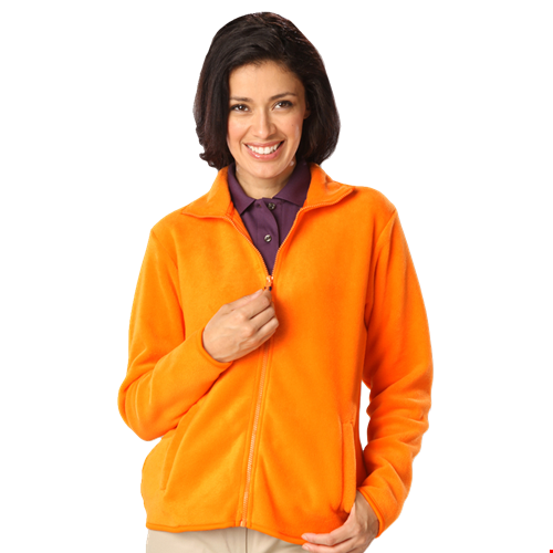 LADIES POLAR FLEECE FULL ZIP JACKET -  ORANGE 2 EXTRA LARGE SOLID