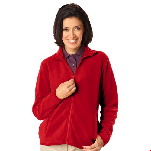 LADIES POLAR FLEECE FULL ZIP JACKET  -  RED 2 EXTRA LARGE SOLID