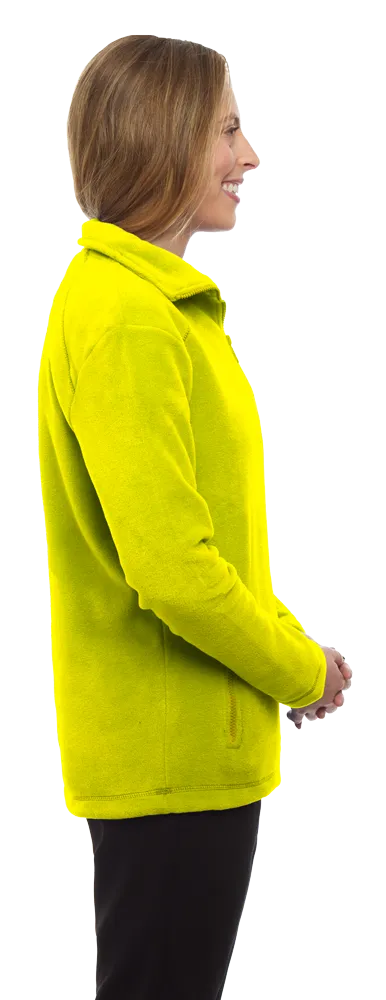 LADIES POLAR FLEECE FULL ZIP JACKET -  YELLOW 2 EXTRA LARGE SOLID