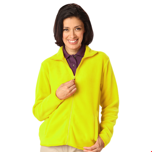 LADIES POLAR FLEECE FULL ZIP JACKET -  YELLOW 2 EXTRA LARGE SOLID