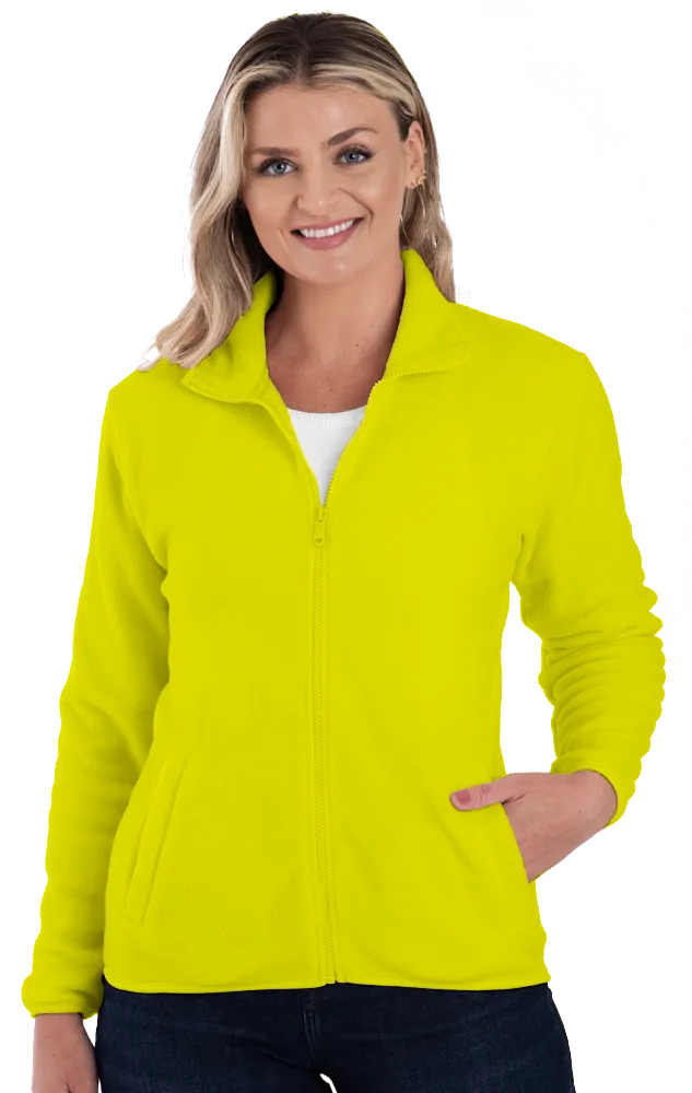 LADIES POLAR FLEECE FULL ZIP JACKET -  YELLOW 2 EXTRA LARGE SOLID