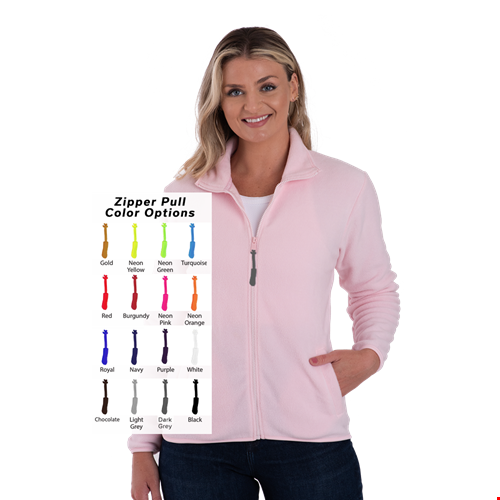 CUSTOM ZIPPER PULL POLAR FLEECE JACKET PINK 2 EXTRA LARGE SOLID