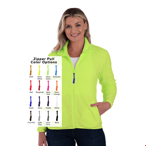 CUSTOM ZIPPER PULL POLAR FLEECE JACKET OPTIC YELLOW 2 EXTRA LARGE SOLID