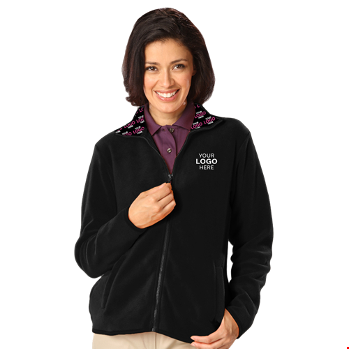 YOUR LOGO HERE LADIES POLAR FLEECE  FULL ZIP JACKET BLACK 2 EXTRA LARGE SOLID