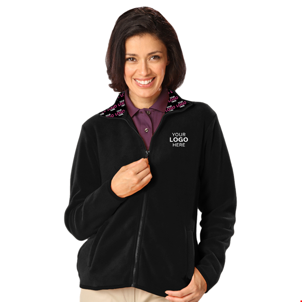 YOUR LOGO HERE LADIES POLAR FLEECE  FULL ZIP JACKET BLACK 2 EXTRA LARGE SOLID