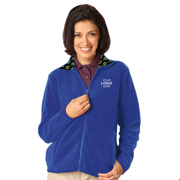 YOUR LOGO HERE LADIES POLAR FLEECE  FULL ZIP JACKET BLUE 2 EXTRA LARGE SOLID