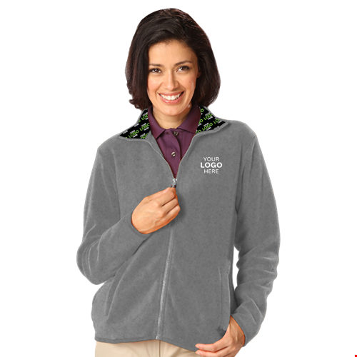 YOUR LOGO HERE LADIES POLAR FLEECE  FULL ZIP JACKET GREY 2 EXTRA LARGE SOLID