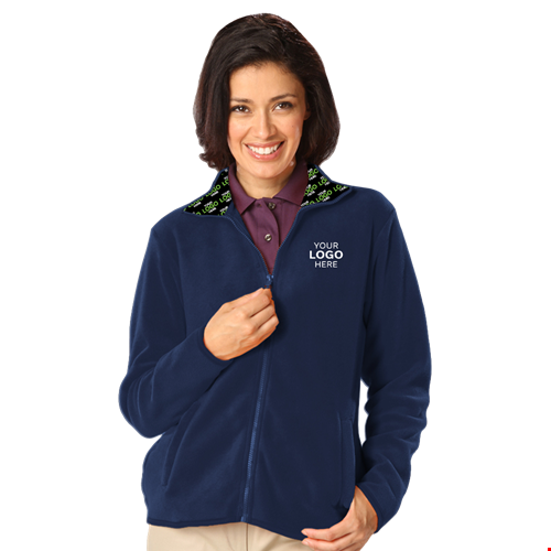 YOUR LOGO HERE LADIES POLAR FLEECE  FULL ZIP JACKET NAVY 2 EXTRA LARGE SOLID