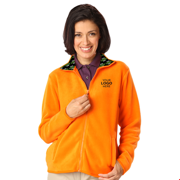 YOUR LOGO HERE LADIES POLAR FLEECE  FULL ZIP JACKET ORANGE 2 EXTRA LARGE SOLID