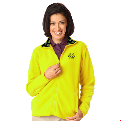 YOUR LOGO HERE LADIES POLAR FLEECE  FULL ZIP JACKET YELLOW 2 EXTRA LARGE SOLID