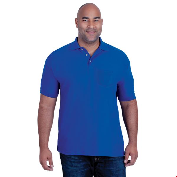 MENS SHORT SLEEVE TEFLON TREATED PIQUES WITH POCKET  -  ROYAL 2 EXTRA LARGE SOLID