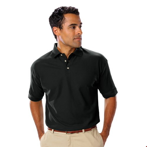 MENS SHORT SLEEVE TEFLON TREATED PIQUES NO POCKET  -  BLACK 2 EXTRA LARGE SOLID