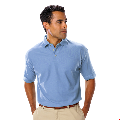 MENS SHORT SLEEVE TEFLON TREATED PIQUES NO POCKET  -  LIGHT BLUE 2 EXTRA LARGE SOLID