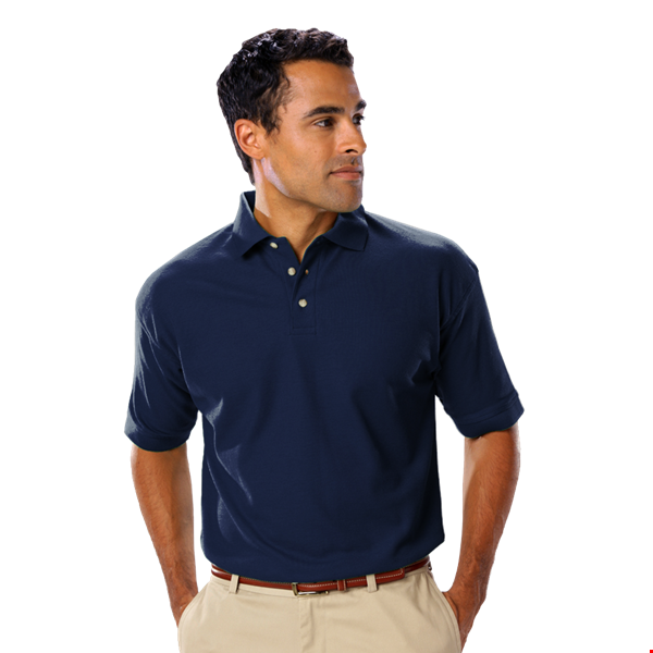 MENS SHORT SLEEVE TEFLON TREATED PIQUES NO POCKET  -  NAVY 2 EXTRA LARGE SOLID