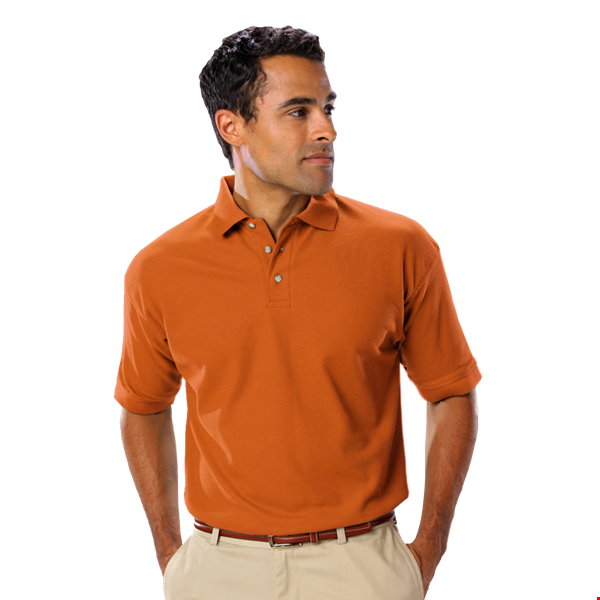 MENS SHORT SLEEVE TEFLON TREATED PIQUES NO POCKET  -  ORANGE 2 EXTRA LARGE SOLID