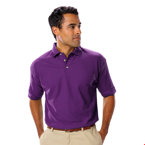 MENS SHORT SLEEVE TEFLON TREATED PIQUES NO POCKET  -  PURPLE 2 EXTRA LARGE SOLID