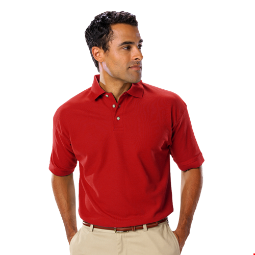 MENS SHORT SLEEVE TEFLON TREATED PIQUES NO POCKET  -  RED 2 EXTRA LARGE SOLID