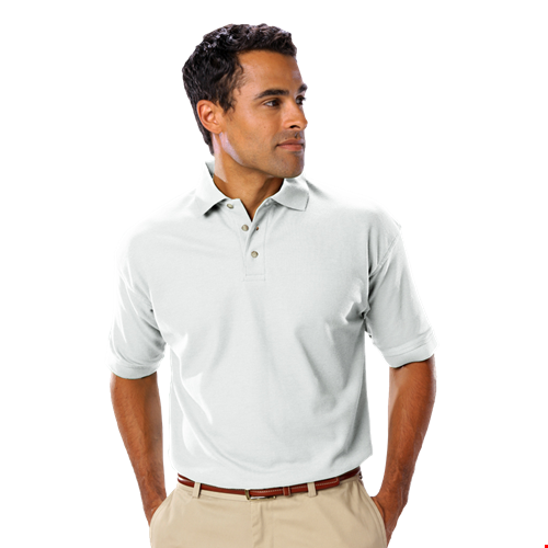 MENS SHORT SLEEVE TEFLON TREATED PIQUES NO POCKET  -  WHITE 2 EXTRA LARGE SOLID