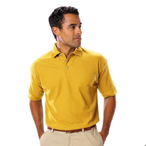 MENS SHORT SLEEVE TEFLON TREATED PIQUES NO POCKET  -  YELLOW 2 EXTRA LARGE SOLID