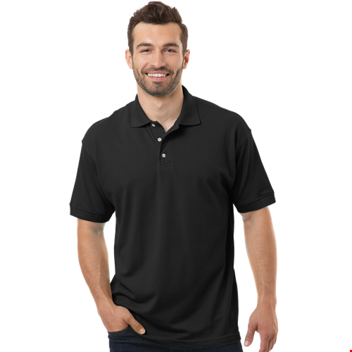 MENS SHORT SLEEVE SUPERBLEND PIQUE NO POCKET  -  BLACK 10 EXTRA LARGE SOLID