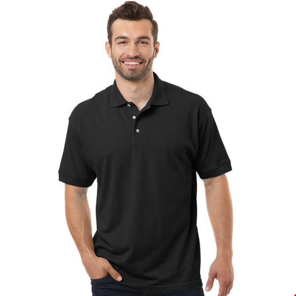 MENS SHORT SLEEVE SUPERBLEND PIQUE NO POCKET  -  BLACK 10 EXTRA LARGE SOLID