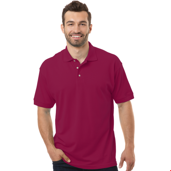 MENS SHORT SLEEVE SUPERBLEND PIQUE NO POCKET  -  BURGUNDY 10 EXTRA LARGE SOLID