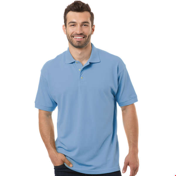 MENS SHORT SLEEVE SUPERBLEND PIQUE NO POCKET  -  LIGHT BLUE 10 EXTRA LARGE SOLID