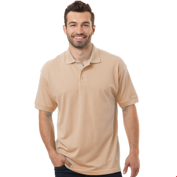 MENS SHORT SLEEVE SUPERBLEND PIQUE NO POCKET  -  NATURAL 10 EXTRA LARGE SOLID