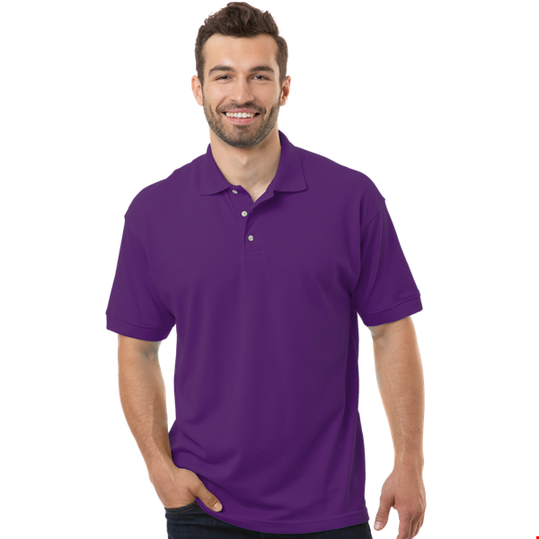 MENS SHORT SLEEVE SUPERBLEND PIQUE NO POCKET  -  PURPLE 10 EXTRA LARGE SOLID