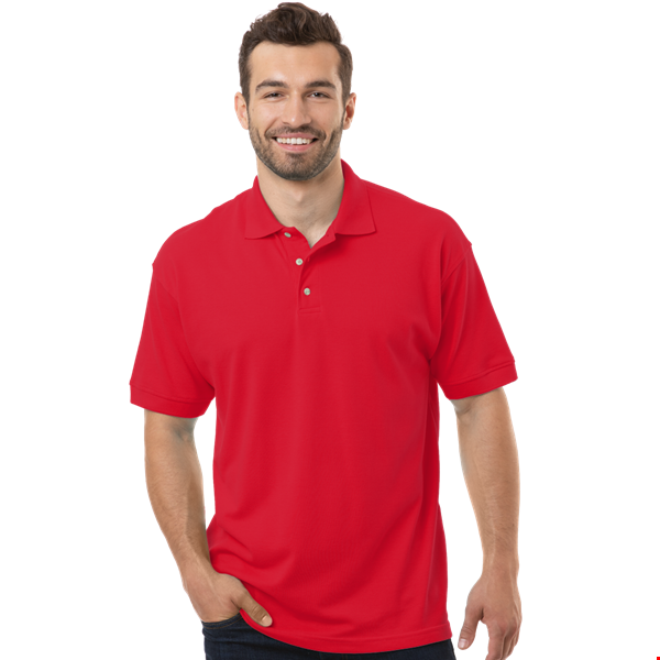 MENS SHORT SLEEVE SUPERBLEND PIQUE NO POCKET  -  RED 10 EXTRA LARGE SOLID