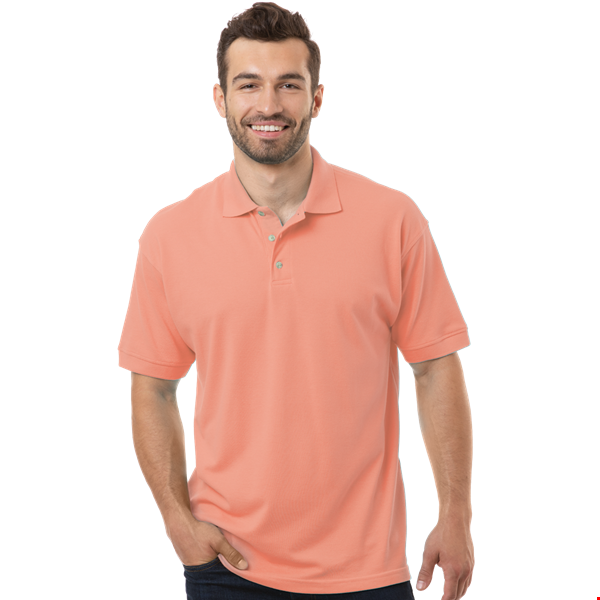 MENS SHORT SLEEVE SUPERBLEND PIQUE NO POCKET  -  SALMON 10 EXTRA LARGE SOLID