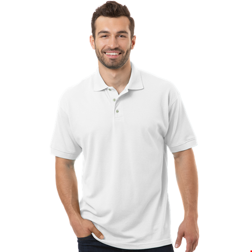 MENS SHORT SLEEVE SUPERBLEND PIQUE NO POCKET  -  WHITE 10 EXTRA LARGE SOLID