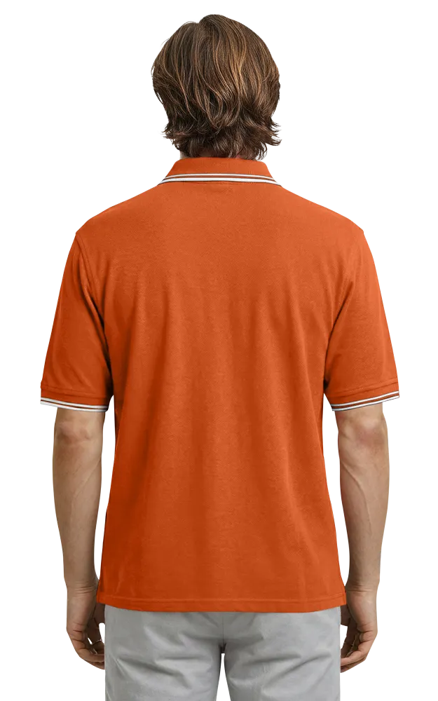 MENS SHORT SLEEVE TIPPED COLLAR & CUFF PIQUES ### - BURNT ORANGE 2 EXTRA LARGE TIPPED IVORY