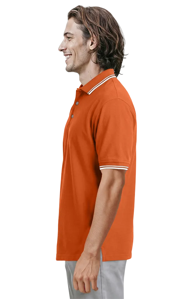 MENS SHORT SLEEVE TIPPED COLLAR & CUFF PIQUES ### - BURNT ORANGE 2 EXTRA LARGE TIPPED IVORY
