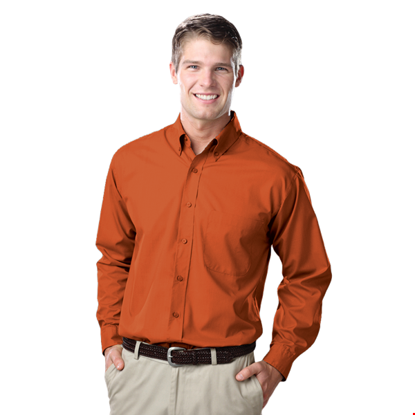 MEN'S L/S LIGHT WEIGHT POPLIN SHIRT BURNT ORANGE 2 EXTRA LARGE SOLID