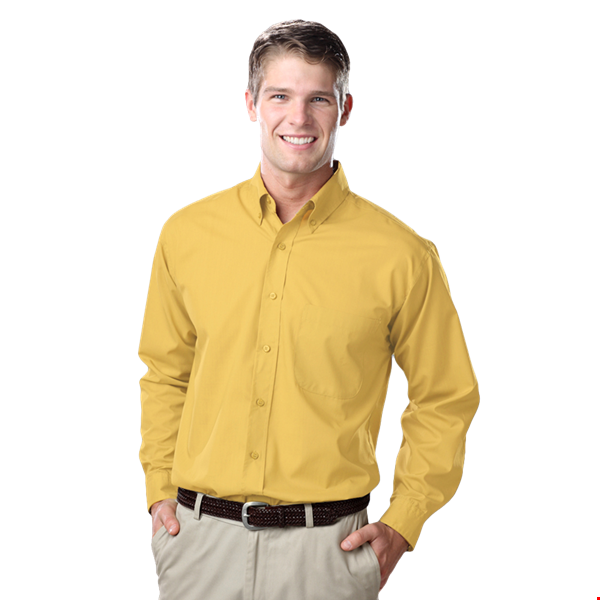 MEN'S L/S LIGHT WEIGHT POPLIN SHIRT  -  MAIZE 2 EXTRA LARGE SOLID