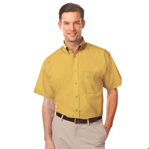 MEN'S S/S LIGHT WEIGHT POPLIN SHIRT  -  MAIZE 2 EXTRA LARGE SOLID