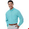 MENS LONG SLEEVE EASY CARE POPLIN  -  AQUA 10 EXTRA LARGE SOLID