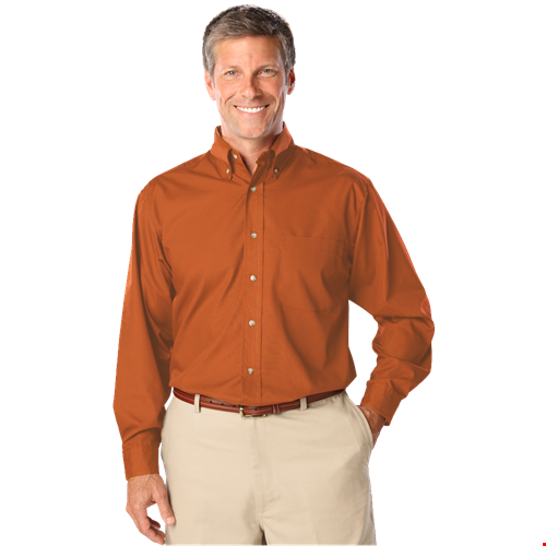 MENS LONG SLEEVE EASY CARE POPLIN  -  BURNT ORANGE 10 EXTRA LARGE SOLID