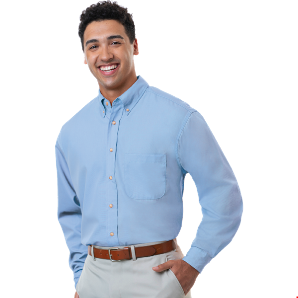 MENS LONG SLEEVE EASY CARE POPLIN  -  LIGHT BLUE 10 EXTRA LARGE SOLID