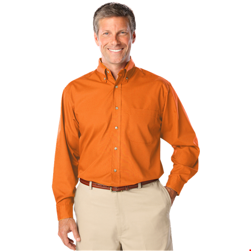 MENS LONG SLEEVE EASY CARE POPLIN  -  ORANGE 10 EXTRA LARGE SOLID